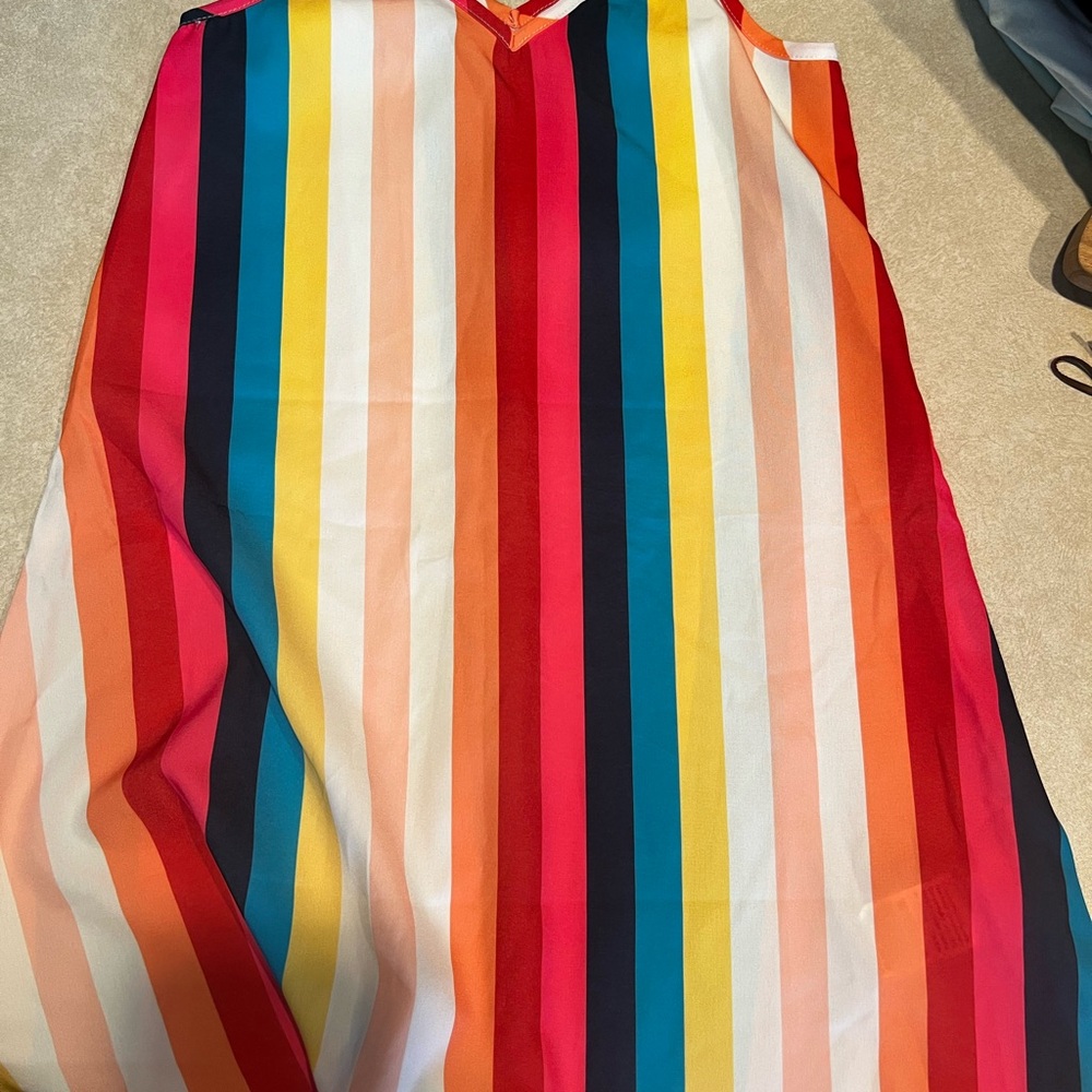 SHEIN Multicolor Striped Kids Casual Dress